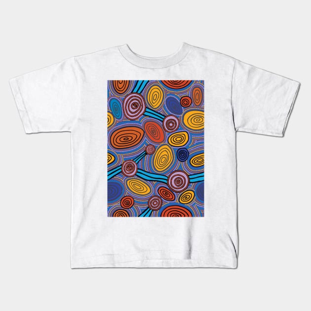 Aboriginal Art - Skipping Stones Kids T-Shirt by hogartharts